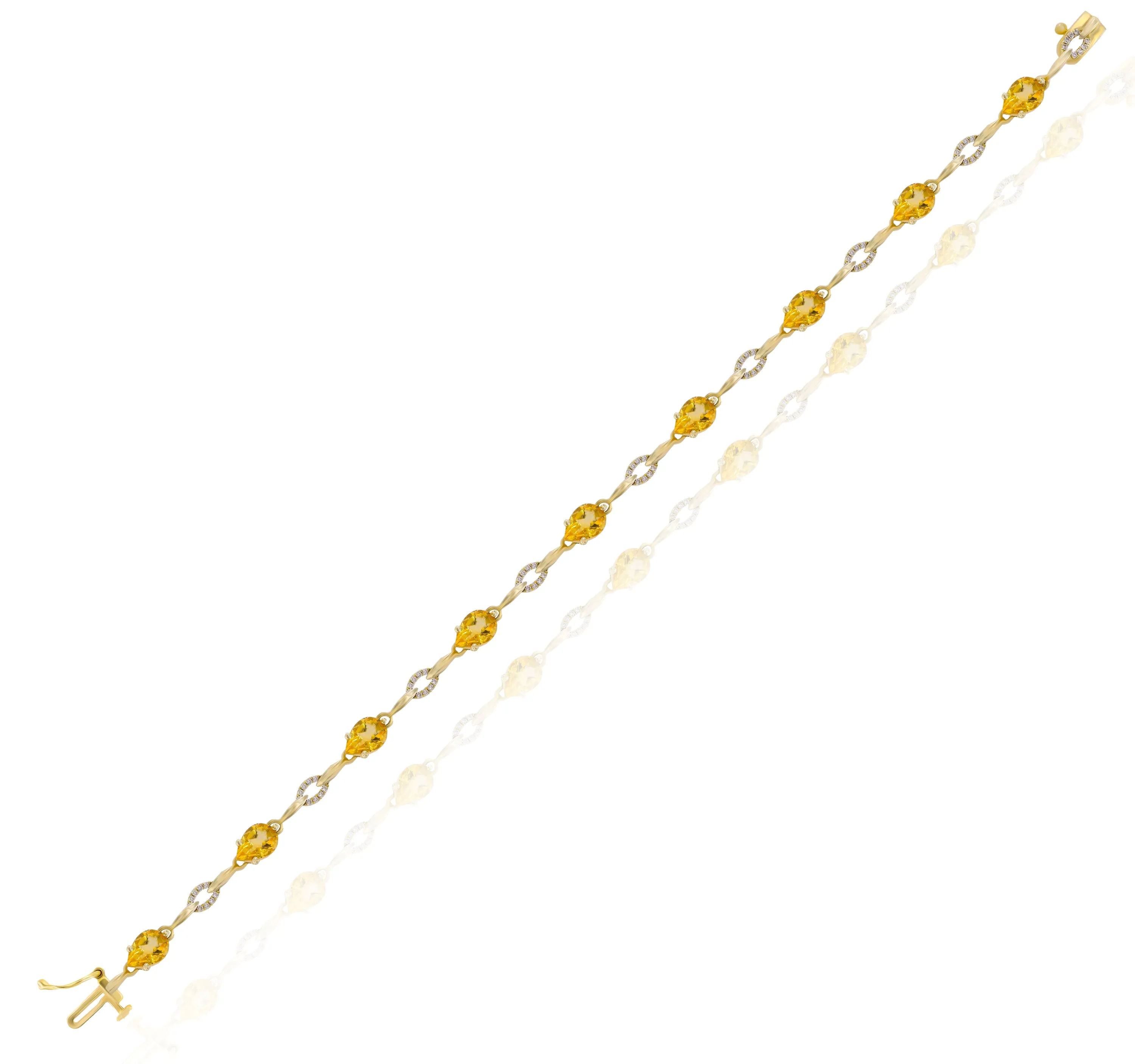 0.22ct Diamond  and 4.97ct Citrine Bracelet set in 14KT Yellow Gold / JBCB150019C