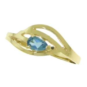 0.3 Carat 14K Solid Yellow Gold Barefoot Dance Blue Topaz Ring