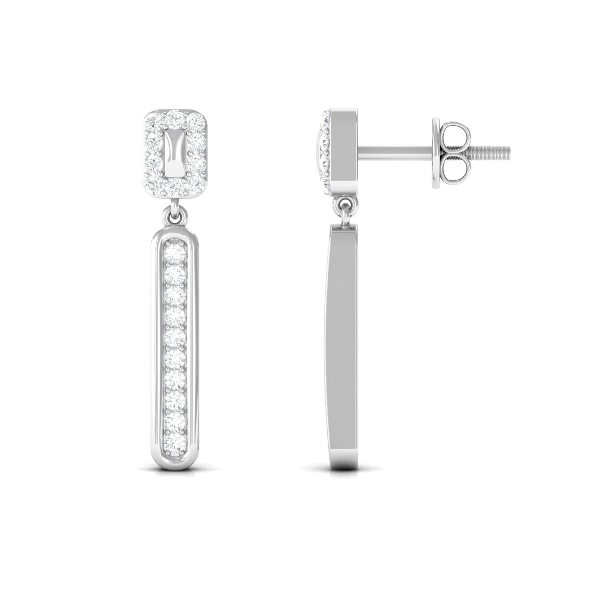 0.50 CT Certified Moissanite Bar Dangle Earrings