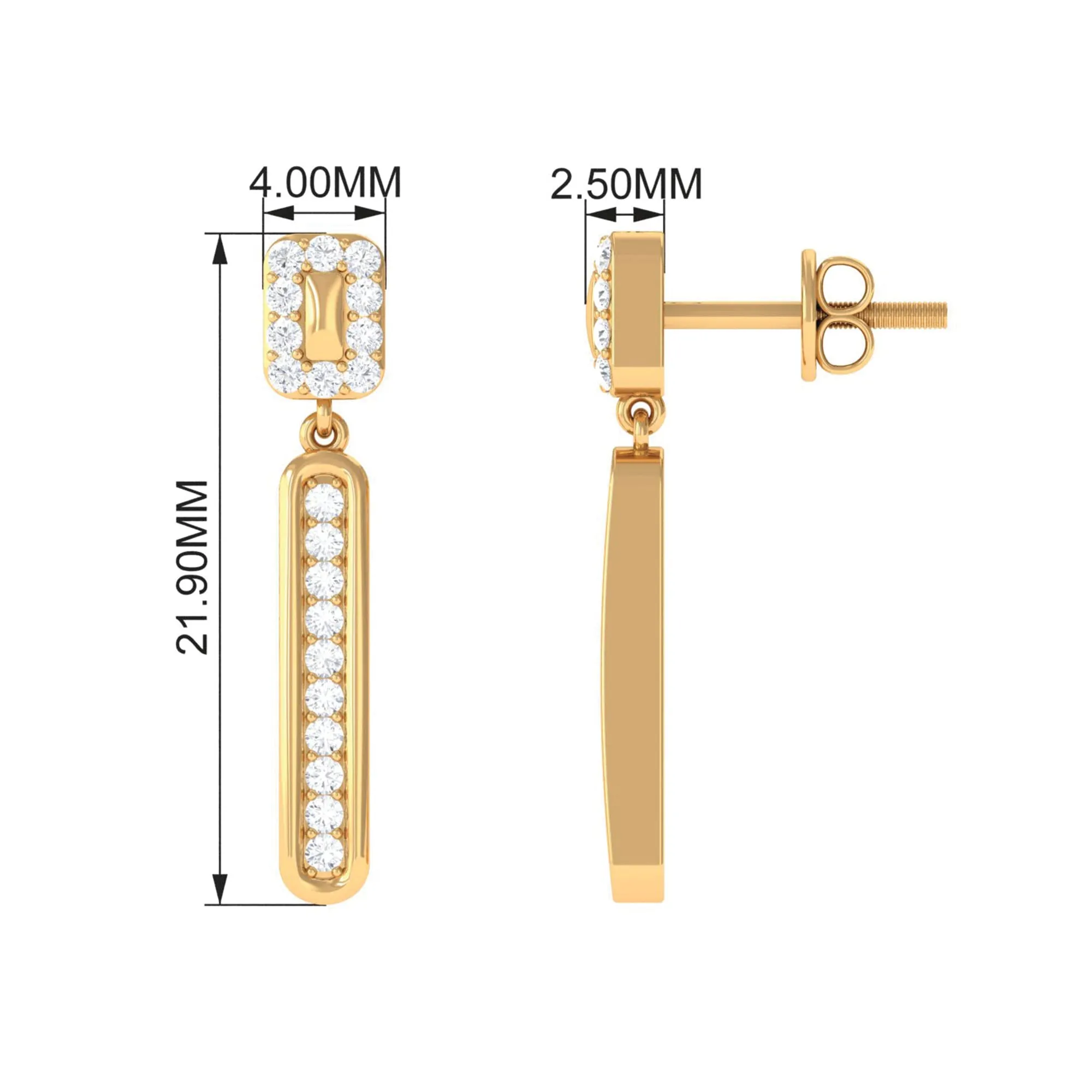 0.50 CT Certified Moissanite Bar Dangle Earrings