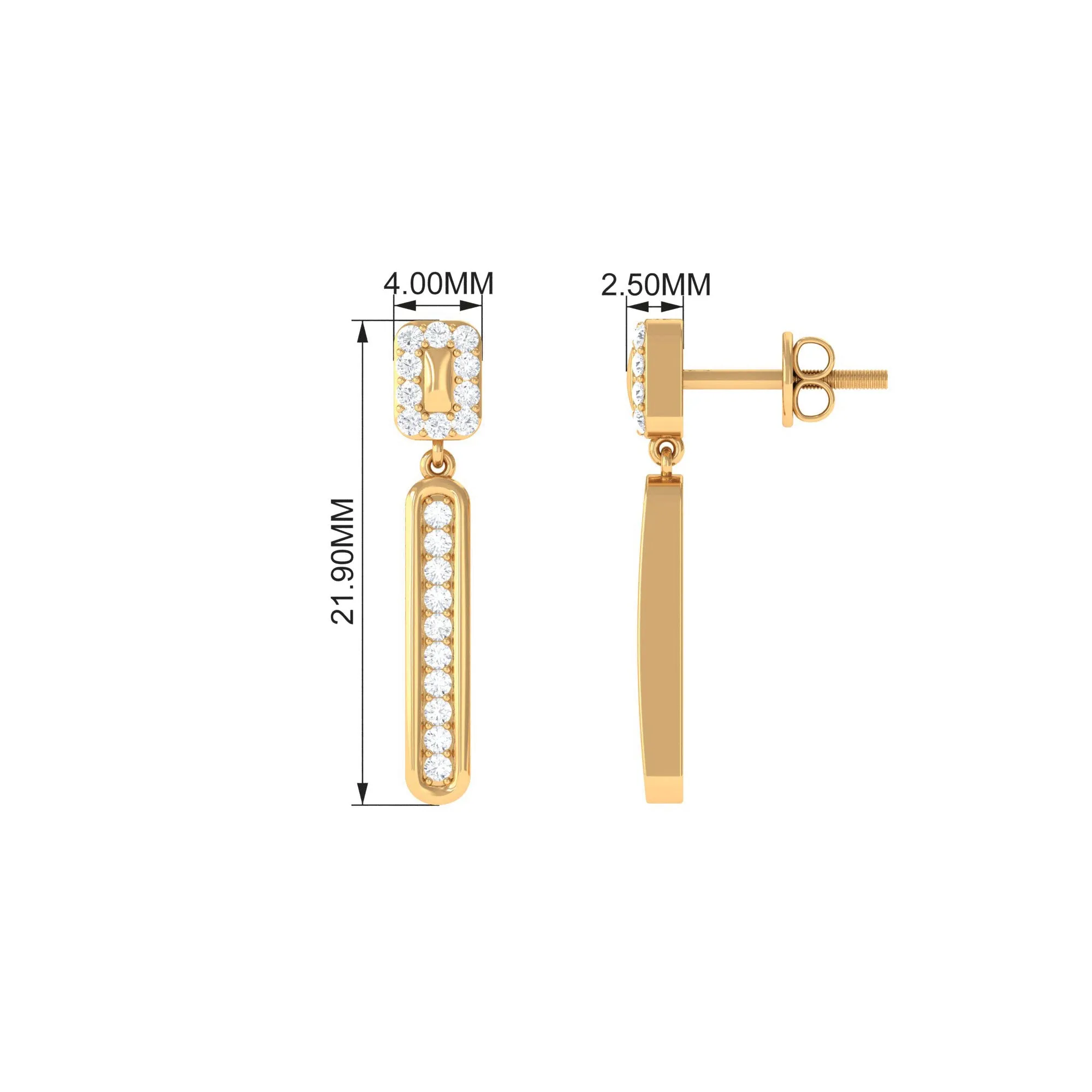 0.50 CT Certified Moissanite Bar Dangle Earrings