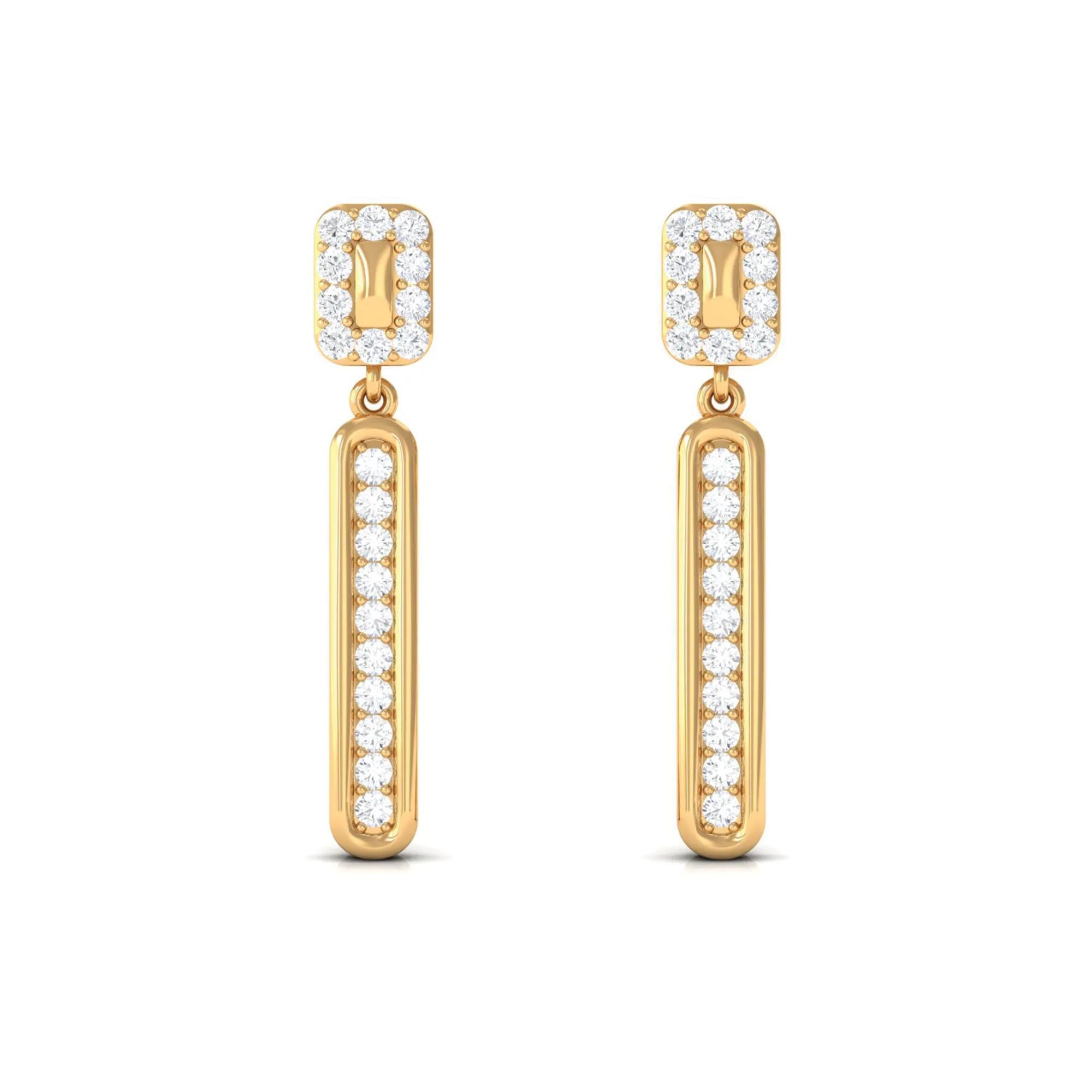 0.50 CT Certified Moissanite Bar Dangle Earrings