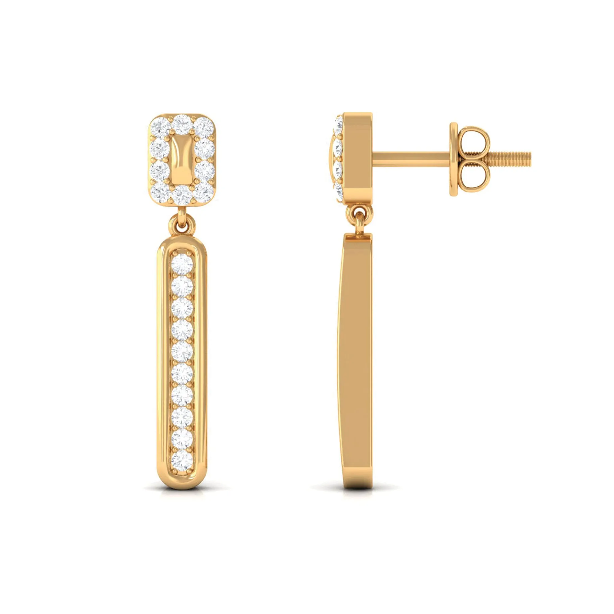 0.50 CT Certified Moissanite Bar Dangle Earrings