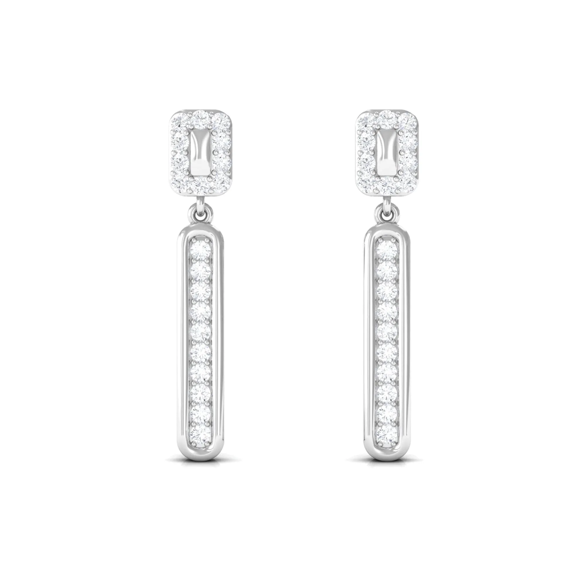 0.50 CT Certified Moissanite Bar Dangle Earrings