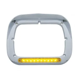 10 LED Single Headlight Bezel with Visor - Amber LED/Amber Lens
