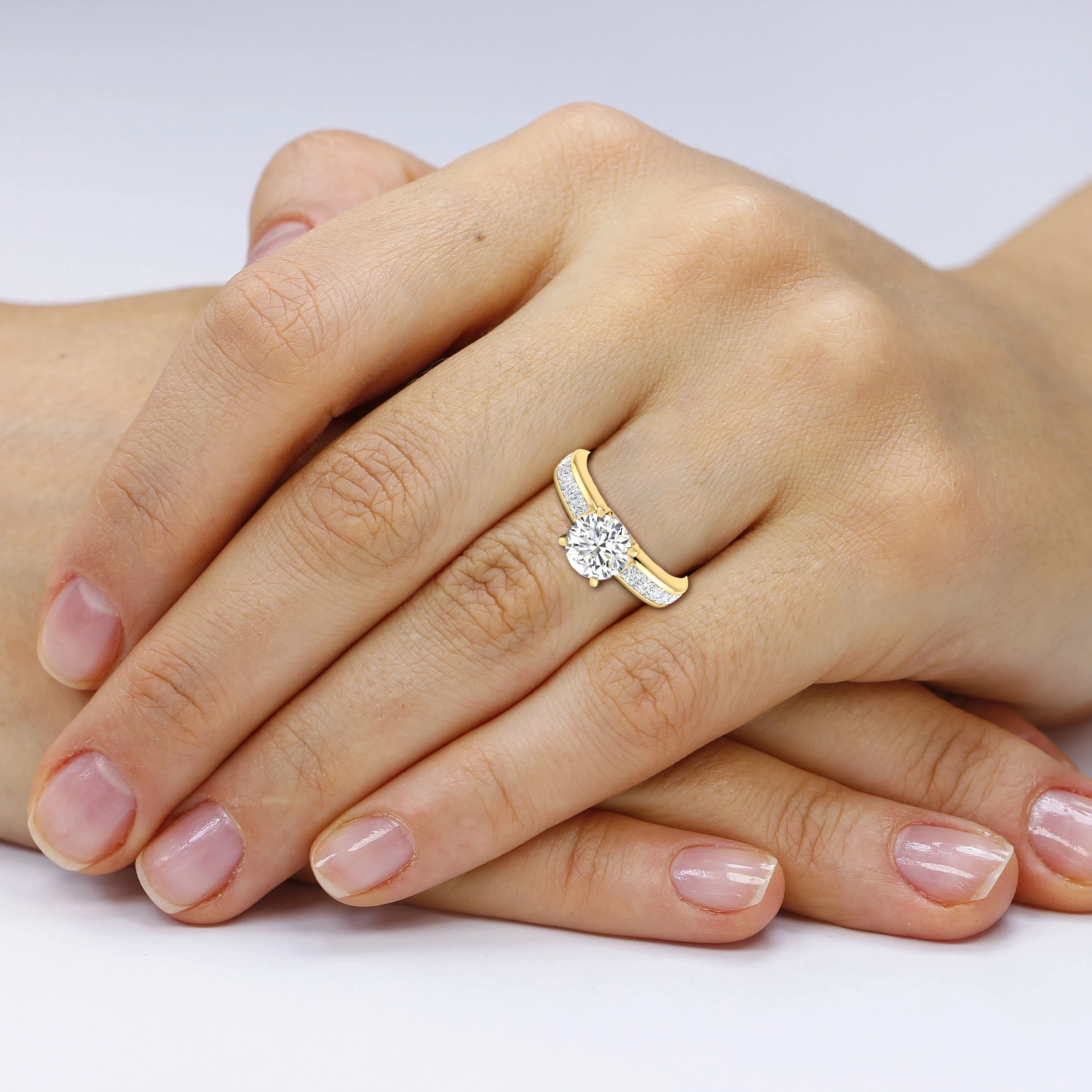1.05-2.20 CT Princess & Round Cut Diamonds - Engagement Ring