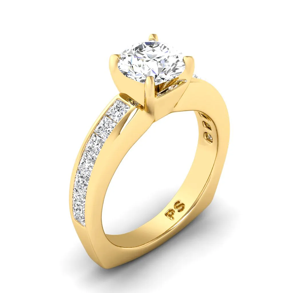 1.05-2.20 CT Princess & Round Cut Diamonds - Engagement Ring
