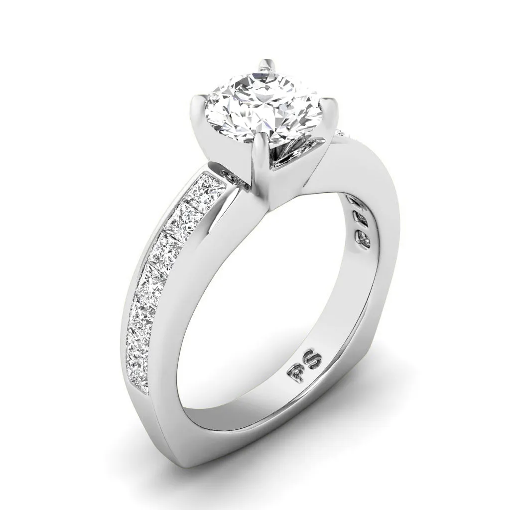 1.05-2.20 CT Princess & Round Cut Diamonds - Engagement Ring