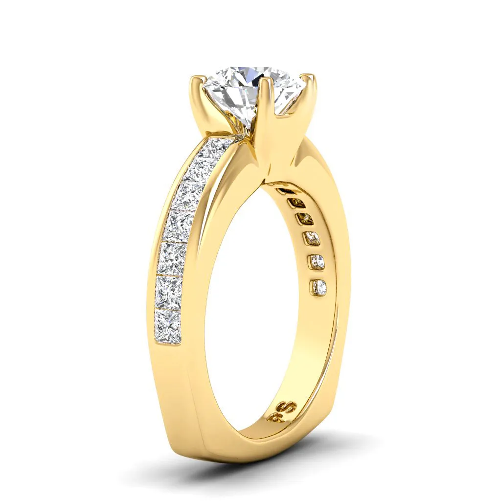 1.05-2.20 CT Princess & Round Cut Diamonds - Engagement Ring