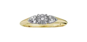 10K Yellow Gold Diamond Promise Ring with Heart Shoulders