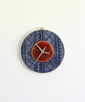 10" Textile Hmong Amber Agate Wall Clockg