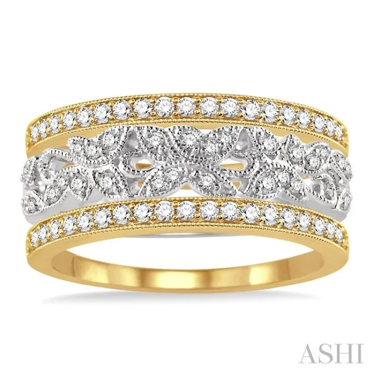 1/2 ctw Round Cut Diamond Triple Band Set in 14K White and Yellow Gold