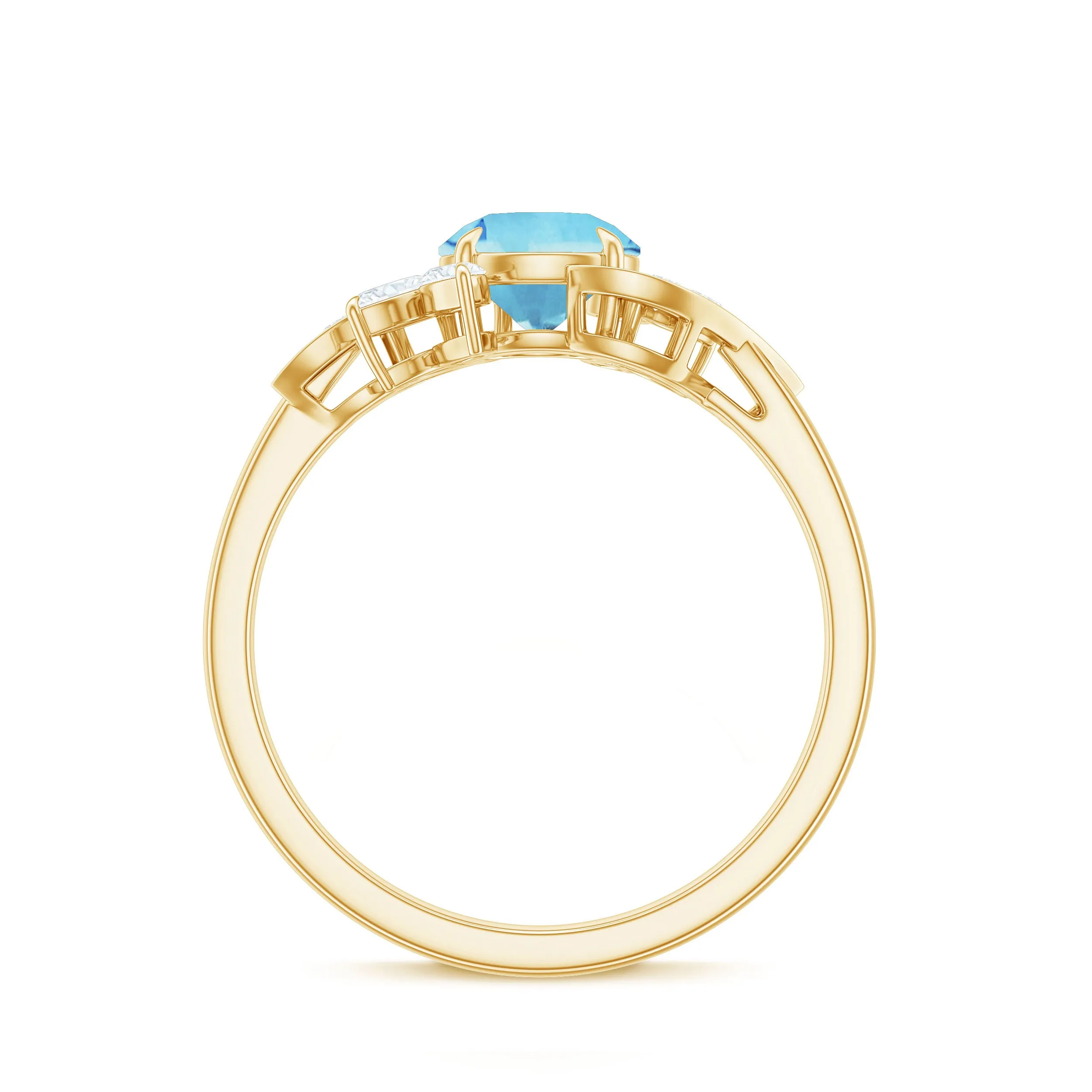 1.25 CT Aquamarine and Diamond Flower Cocktail Ring