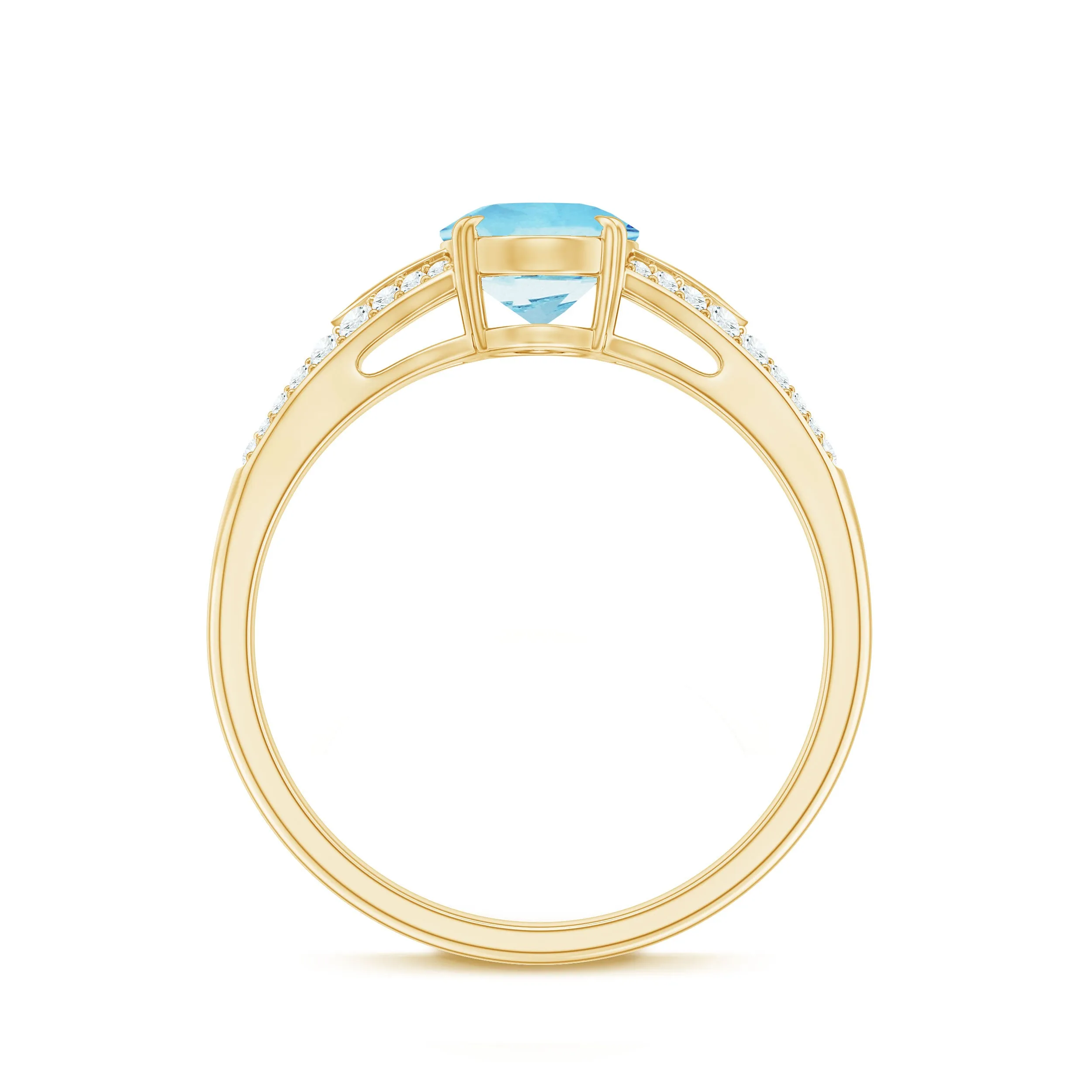 1.25 CT Oval Aquamarine Solitaire Engagement Ring with Diamond Accent