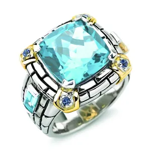 14k and Blue Topaz Ring in 925 sterling silver (141R108076BTIL)