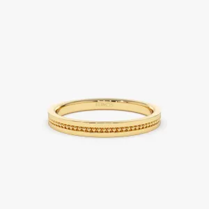 14k Beaded Stacking Gold Wedding Band