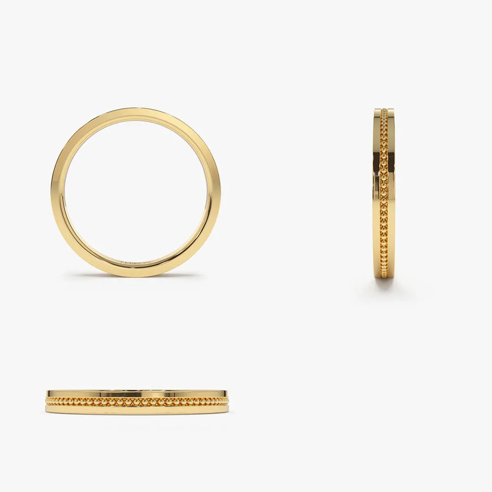 14k Beaded Stacking Gold Wedding Band