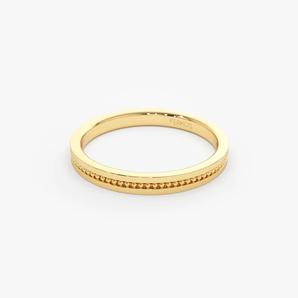 14k Beaded Stacking Gold Wedding Band
