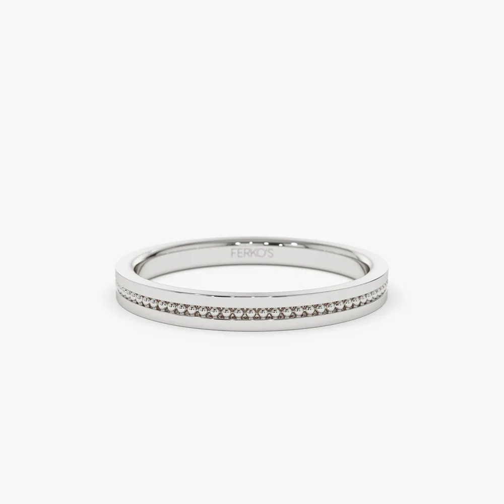 14k Beaded Stacking Gold Wedding Band