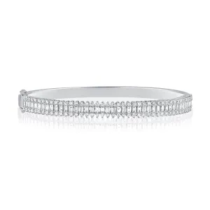14K Gold Baguette & Round Diamond Bangle - 2.05ct
