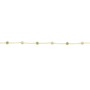 14K GOLD DIAMOND AND EMERALD BY THE YARD BRACELET