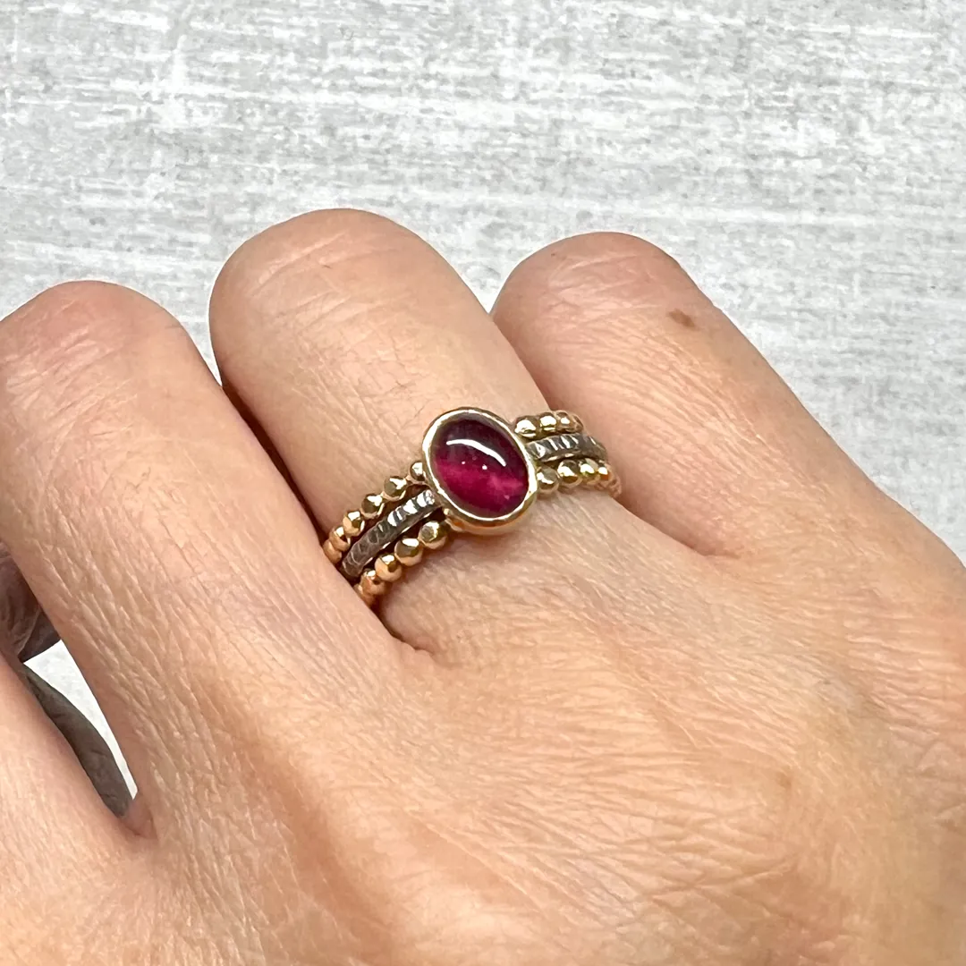 14k Gold-Filled Beaded Ring Band - LITTLE DROPS