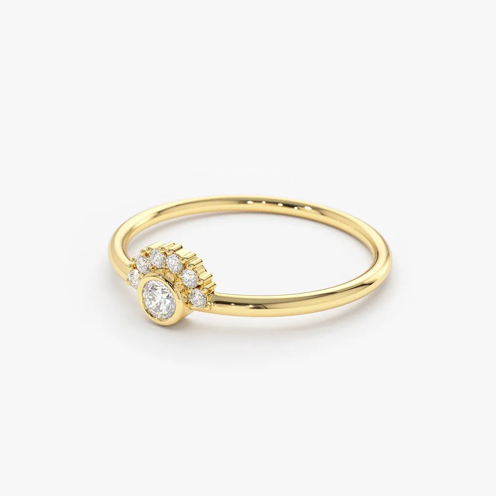 14K Gold Half Halo Diamond Ring