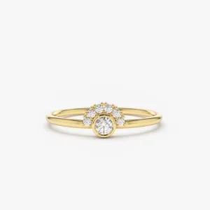 14K Gold Half Halo Diamond Ring