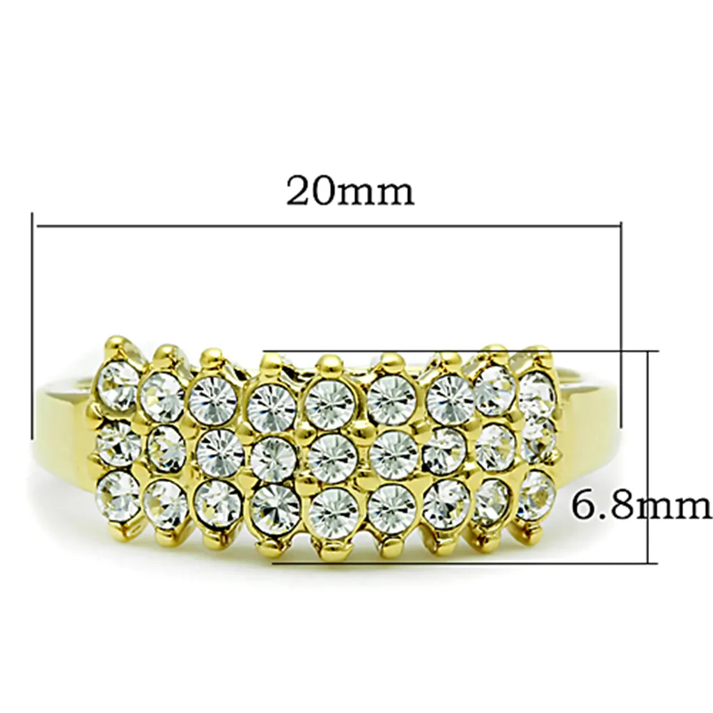 14K Gold Ion Plated Stainless Steel 0.81 Ct Crystal Cocktail Fashion Ring Size 5-10