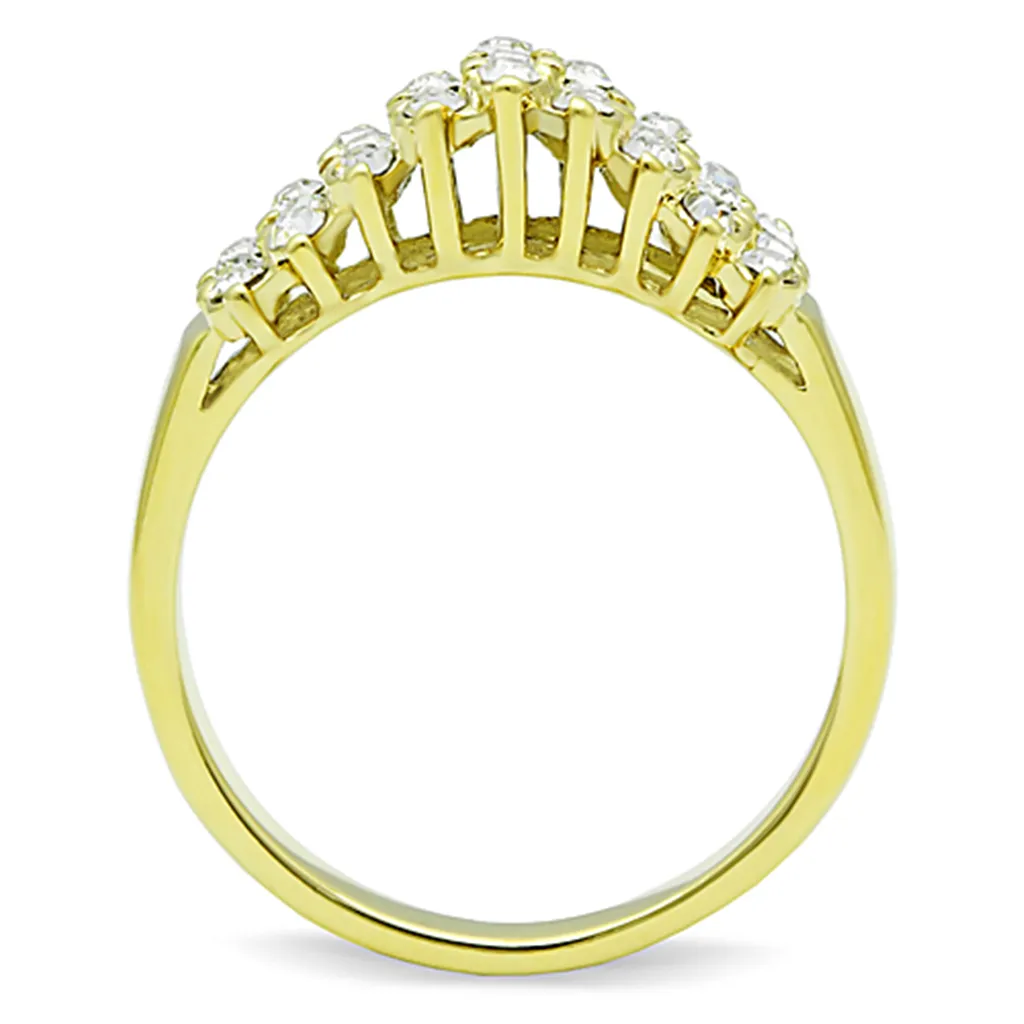 14K Gold Ion Plated Stainless Steel 0.81 Ct Crystal Cocktail Fashion Ring Size 5-10