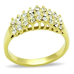 14K Gold Ion Plated Stainless Steel 0.81 Ct Crystal Cocktail Fashion Ring Size 5-10