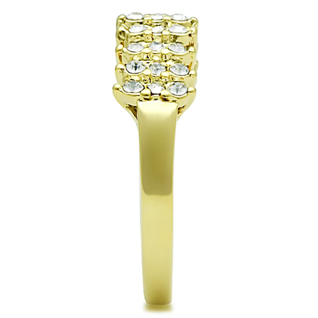 14K Gold Ion Plated Stainless Steel 0.81 Ct Crystal Cocktail Fashion Ring Size 5-10