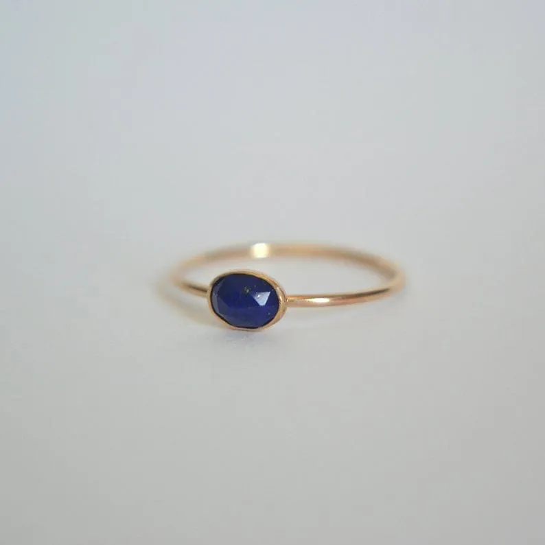 14k Oval Lapis Lazuli Ring