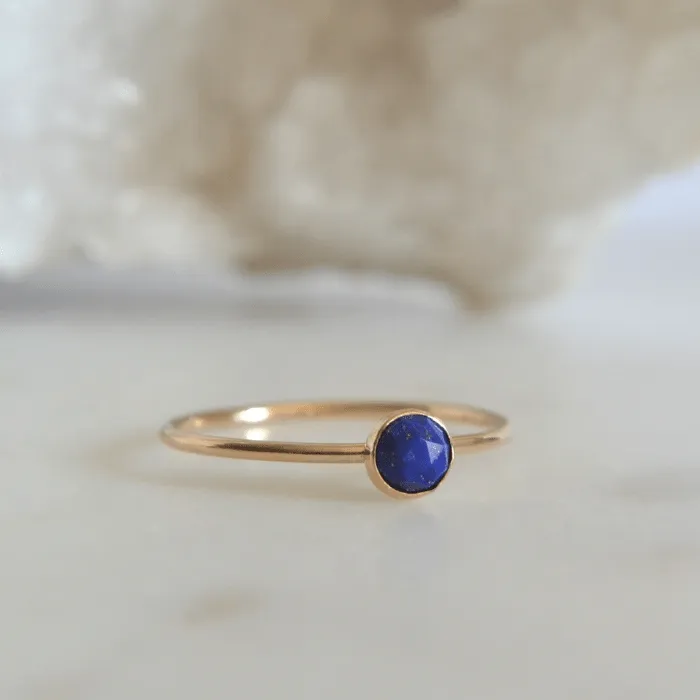 14k Rose Cut Lapis Lazuli Ring