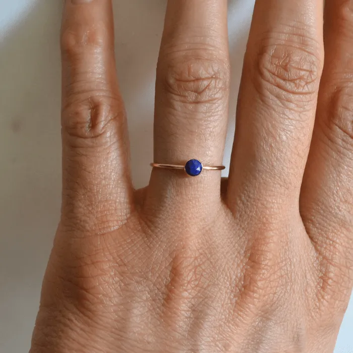 14k Rose Cut Lapis Lazuli Ring