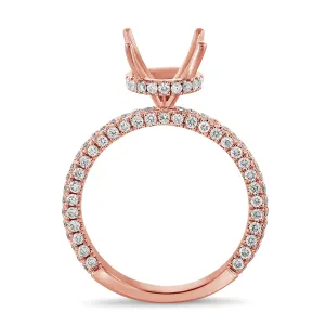 14K Rose Gold Diamond Round Under Halo Mounting