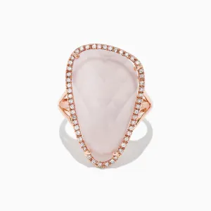 14K Rose Gold Rose Quartz and Diamond Cocktail Ring, 10.56 TCW
