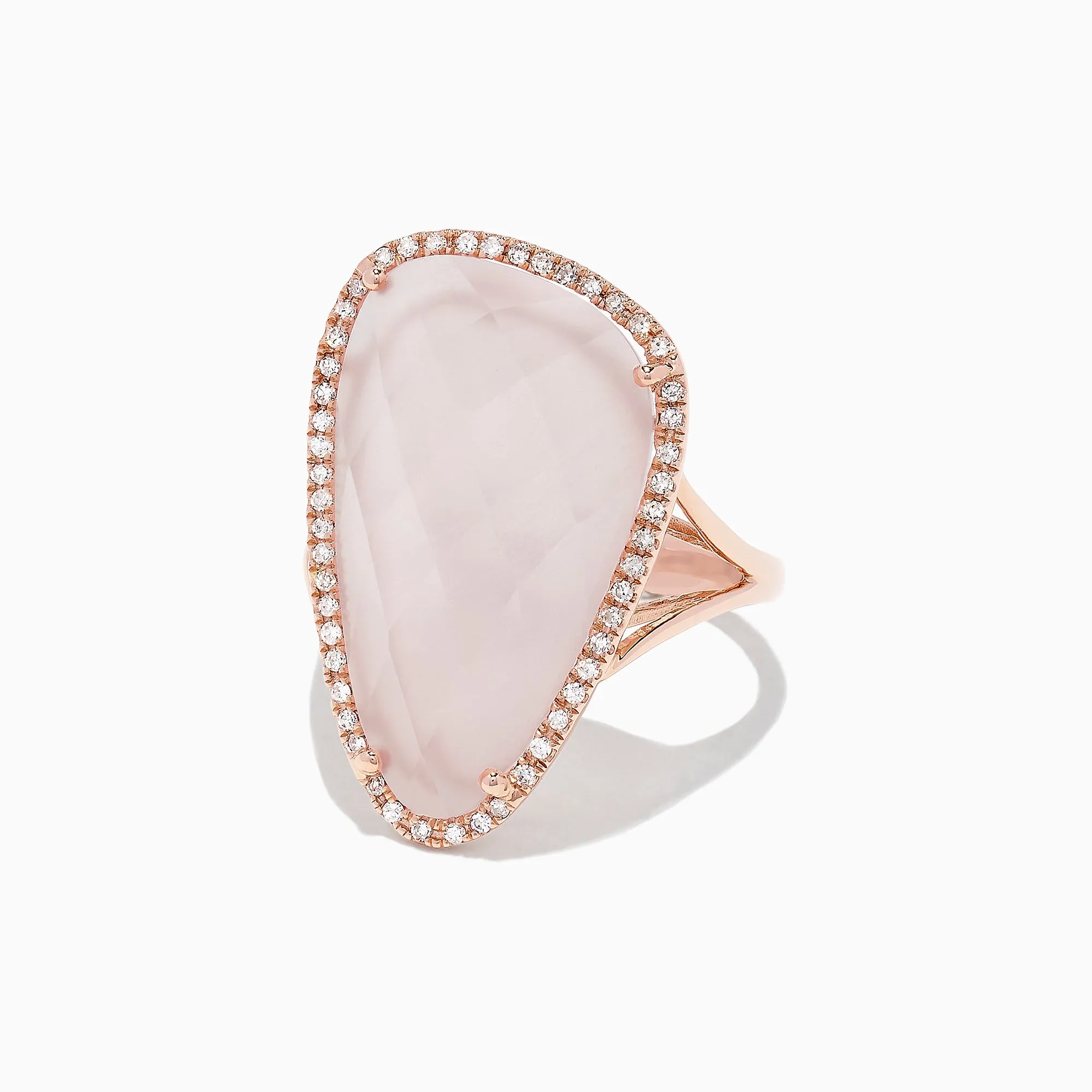 14K Rose Gold Rose Quartz and Diamond Cocktail Ring, 10.56 TCW