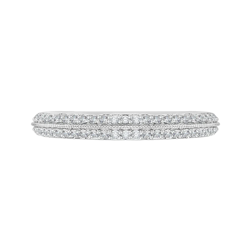 14K White Gold Euro Shank Diamond Wedding Band