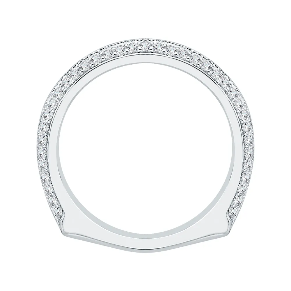 14K White Gold Euro Shank Diamond Wedding Band