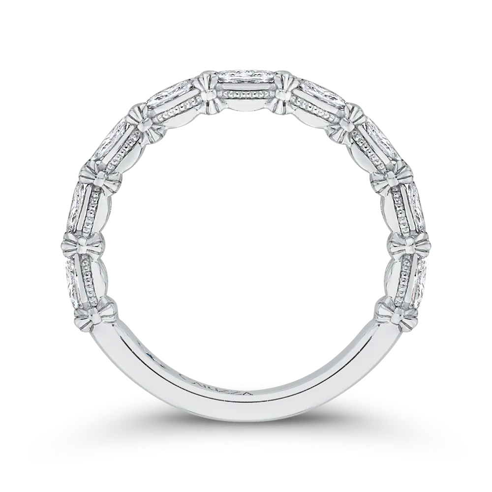 14K White Gold Marquise Diamond Wedding Band