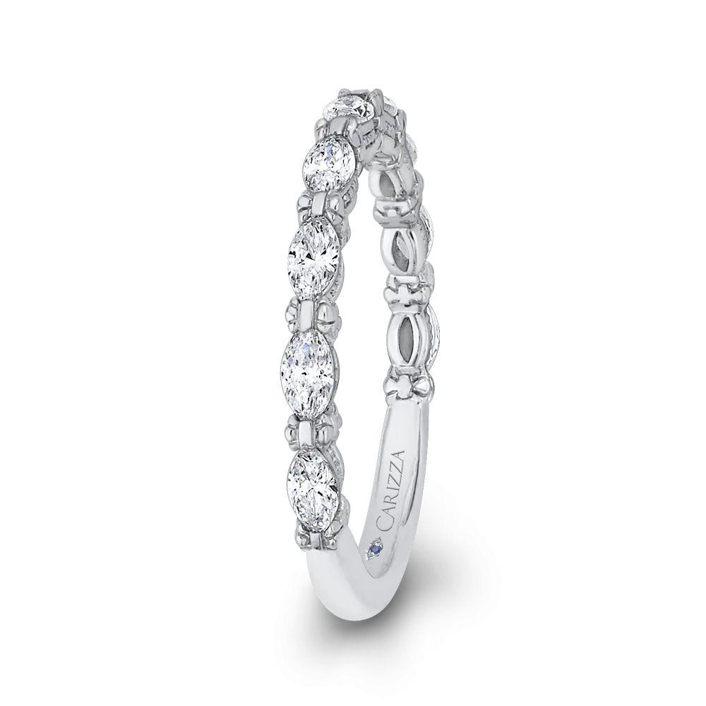 14K White Gold Marquise Diamond Wedding Band