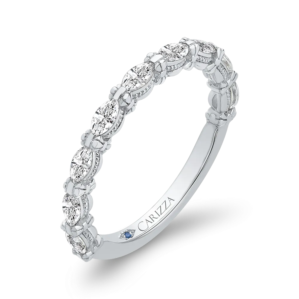 14K White Gold Marquise Diamond Wedding Band