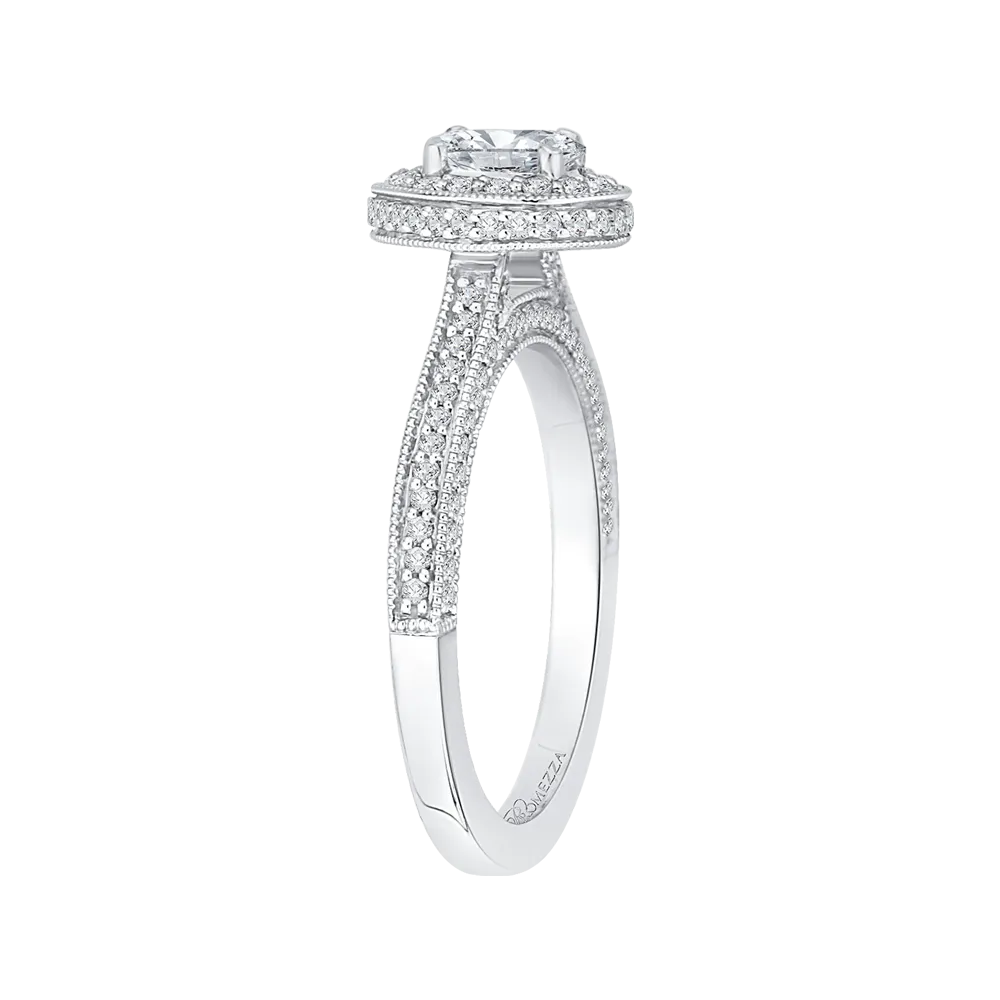 14K White Gold Oval Diamond Halo Engagement Ring