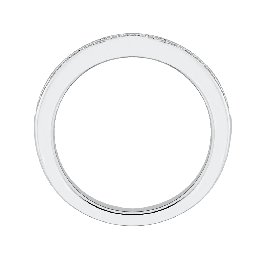 14K White Gold Round Diamond Half Eternity Wedding Band