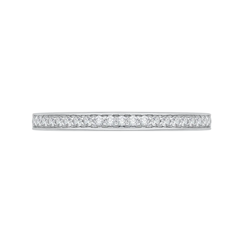 14K White Gold Round Diamond Half Eternity Wedding Band
