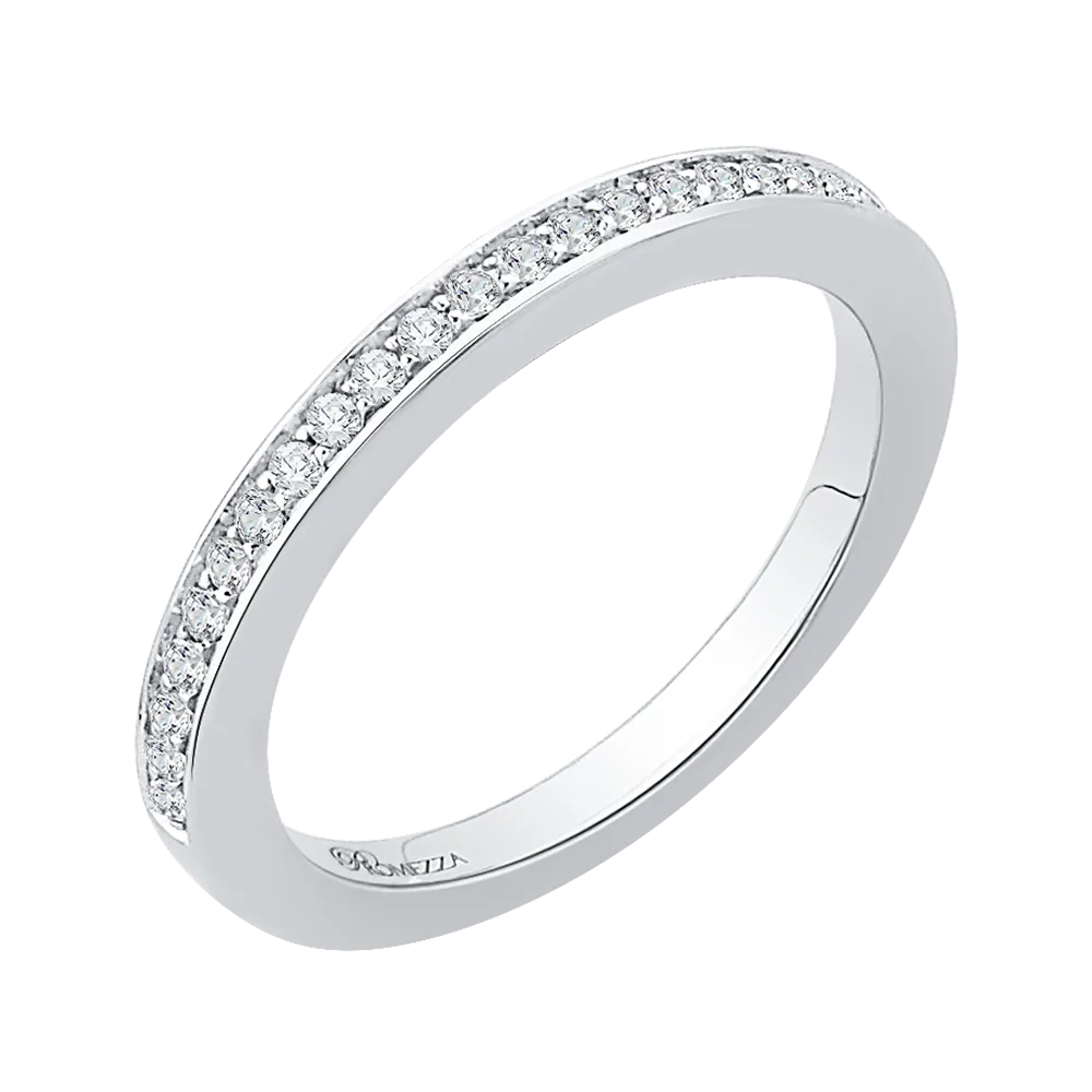 14K White Gold Round Diamond Half Eternity Wedding Band