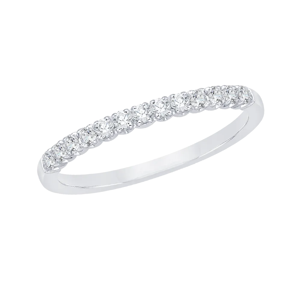 14K White Gold Round Diamond Wedding Band
