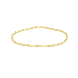 14K Yellow Gold 4.30mm D/C Curb Bismarck Chain with Lobster Lock Anklet