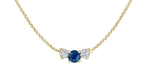 14k Yellow Gold Blue Sapphire and Canadian Diamond Pendant